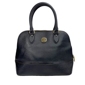 Anne Klein Black Structured Double Handle Dome Satchel Purse Bag